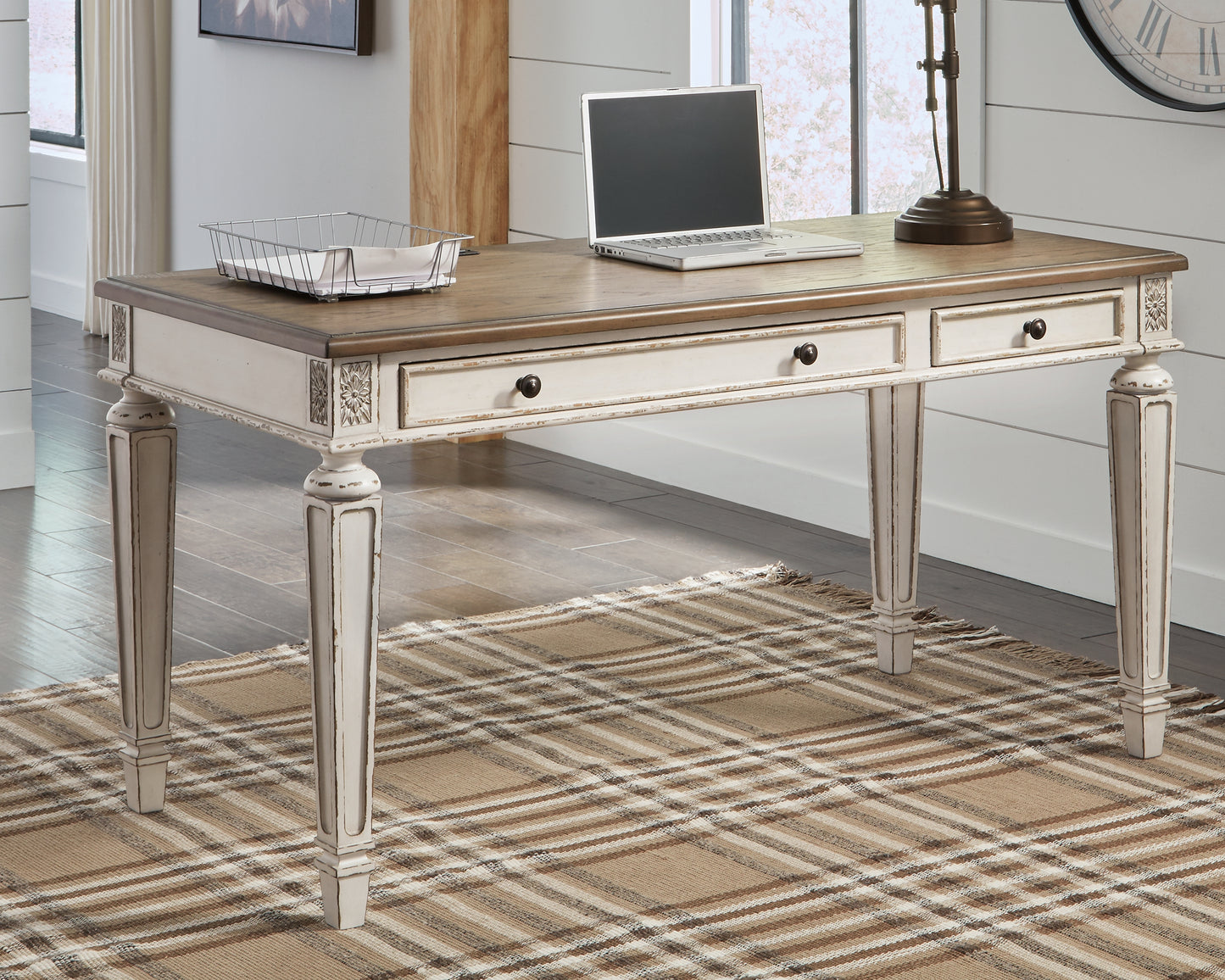 Cassel Furniture Outlet - Ashley Furniture - Realyn Office Desk - Home Office Desk / White/Brown - H743-34