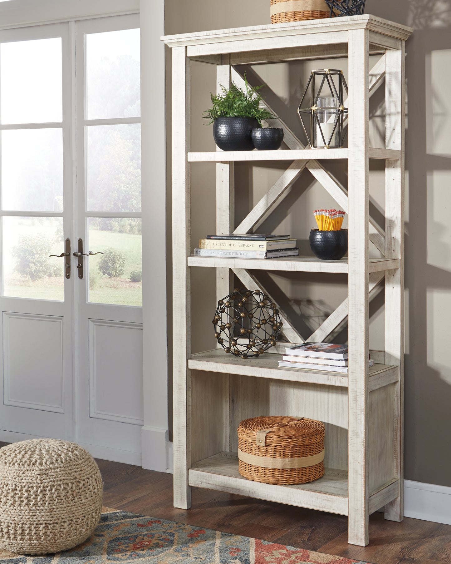 Cassel Furniture Outlet - Ashley Furniture - Carynhurst Bookcase - Large Bookcase / Whitewash - H755-17