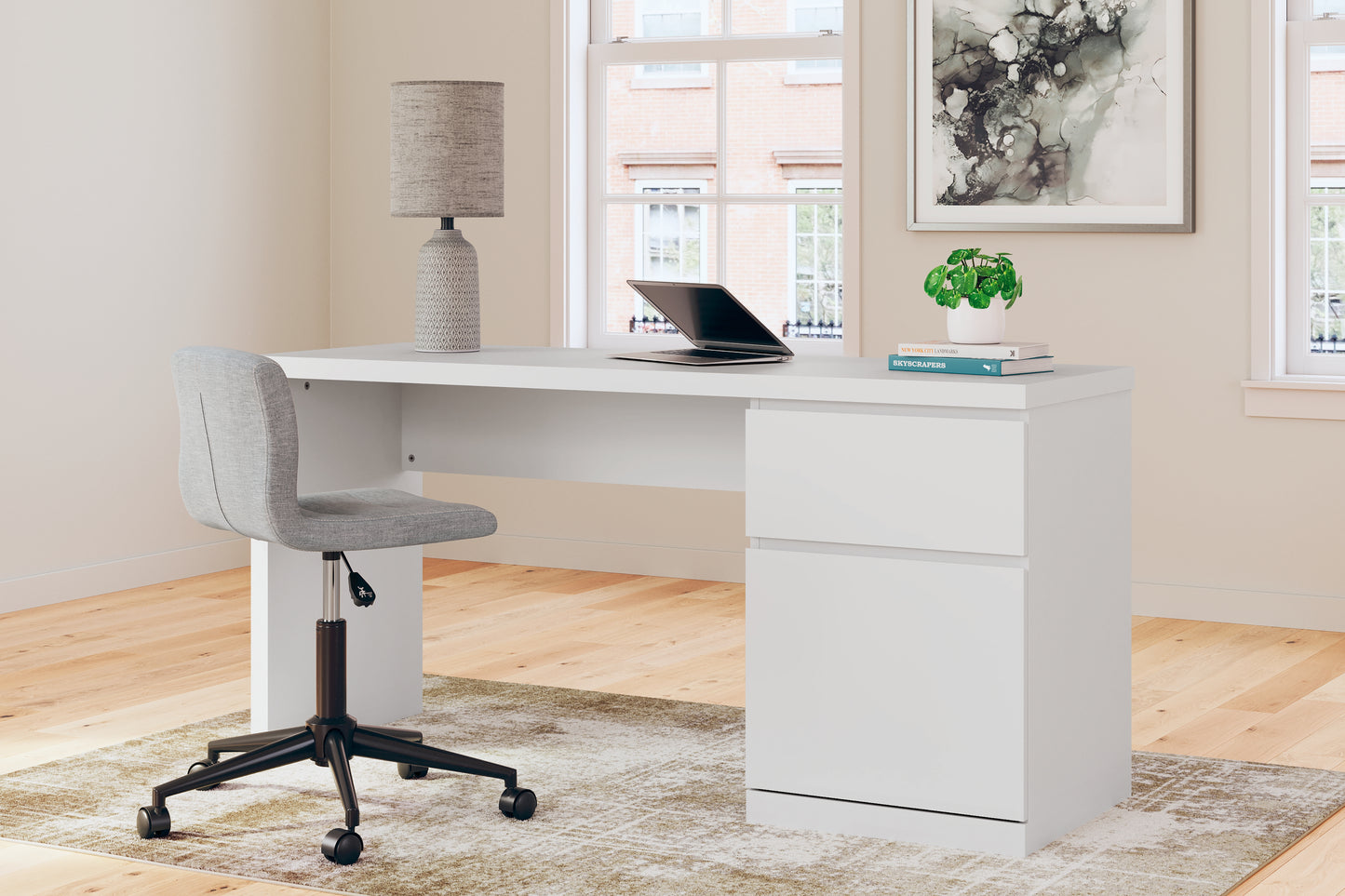 Cassel Furniture Outlet - Ashley Furniture - Onita Office Desk - Home Office Desk / White - H9630-134