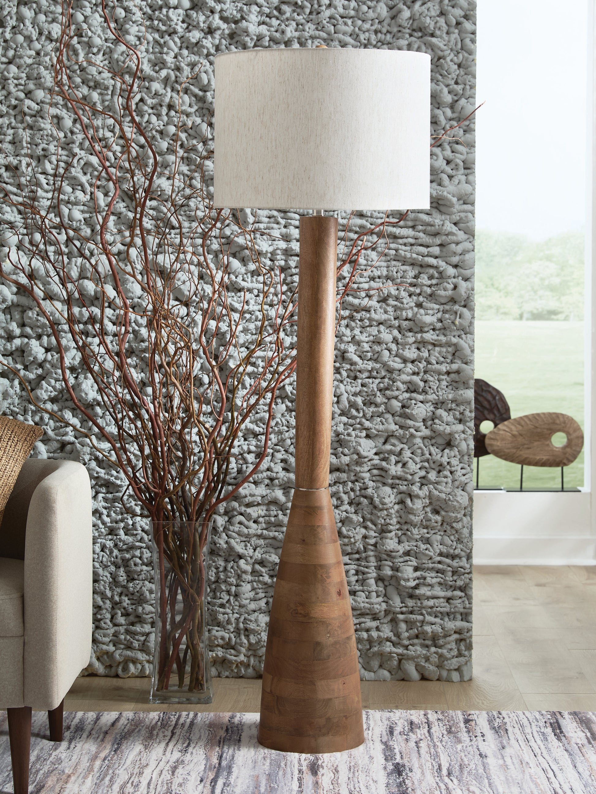 Cassel Furniture Outlet - Ashley Furniture - Ailsa Lighting - Wood Floor Lamp (1/CN) / Natural Brown - L329111