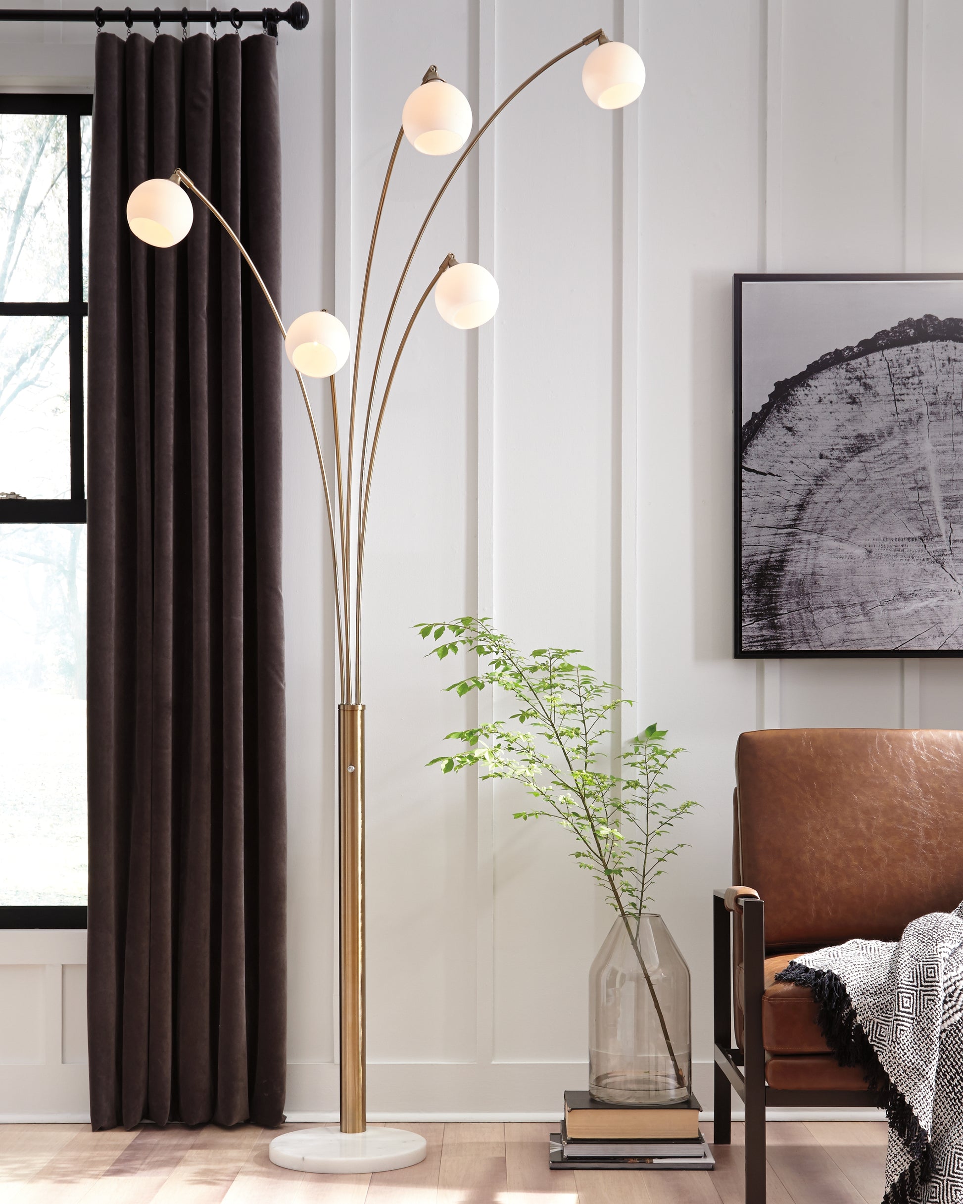 Cassel Furniture Outlet - Ashley Furniture - Taliya Lighting - Metal Arc Lamp (1/CN) / Champagne/White - L725119
