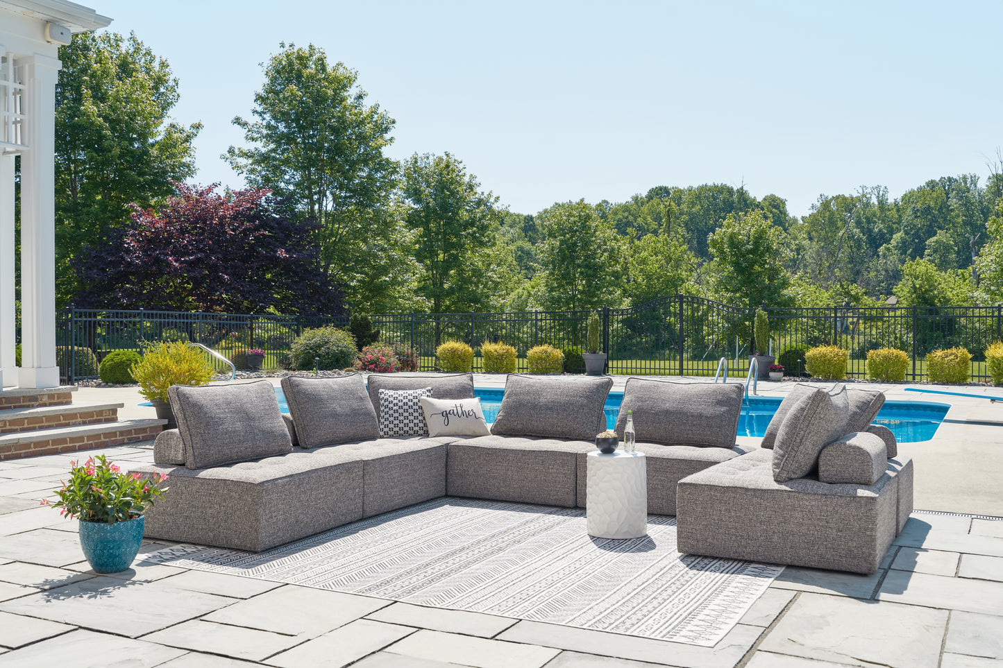 Cassel Furniture Outlet - Ashley Furniture - Bree Zee Outdoor - 7-Piece Outdoor Sectional / Brown - P160P2