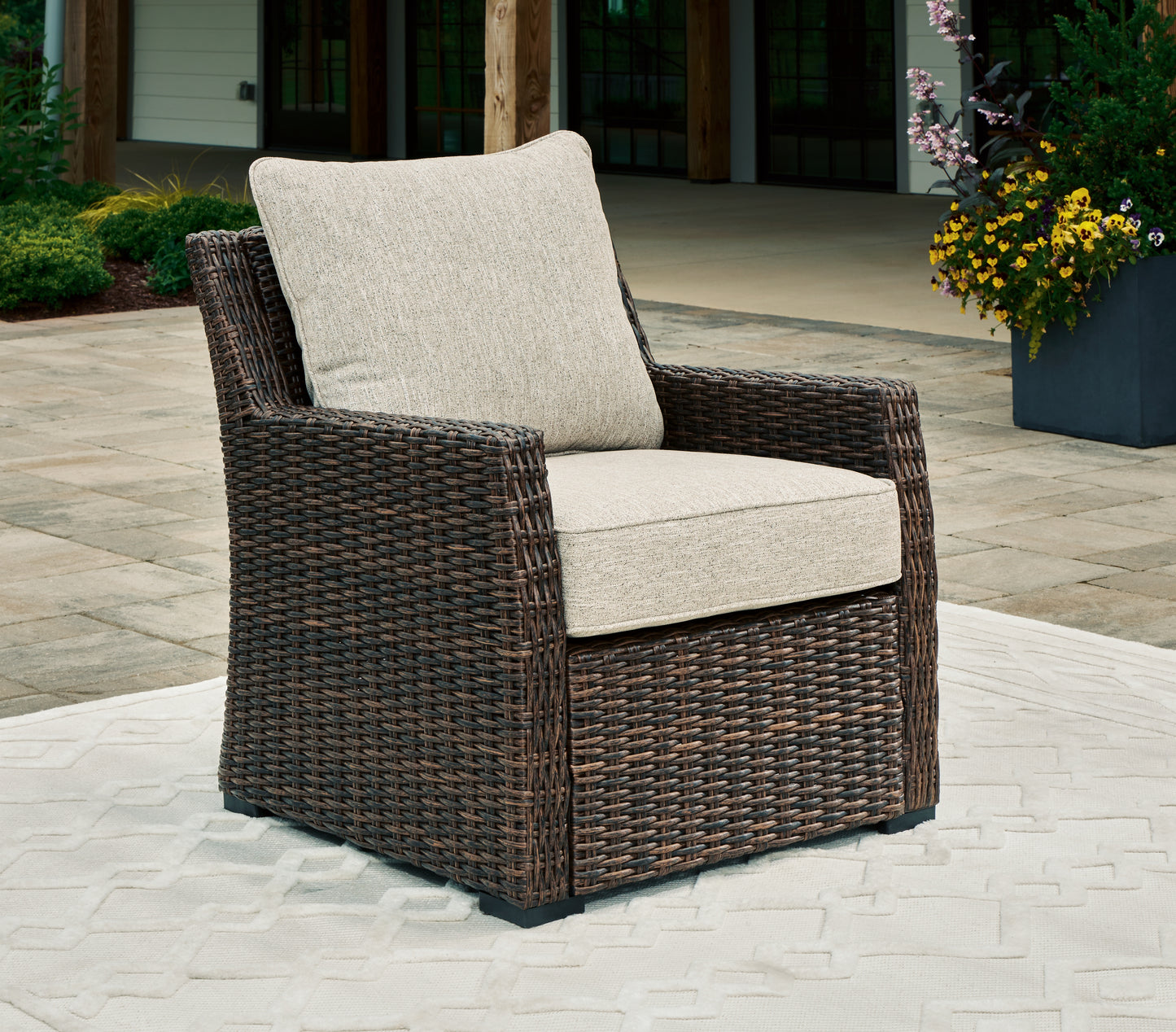 Cassel Furniture Outlet - Ashley Furniture - Brook Ranch Outdoor - Lounge Chair w/Cushion (1/CN) / Brown - P465-820