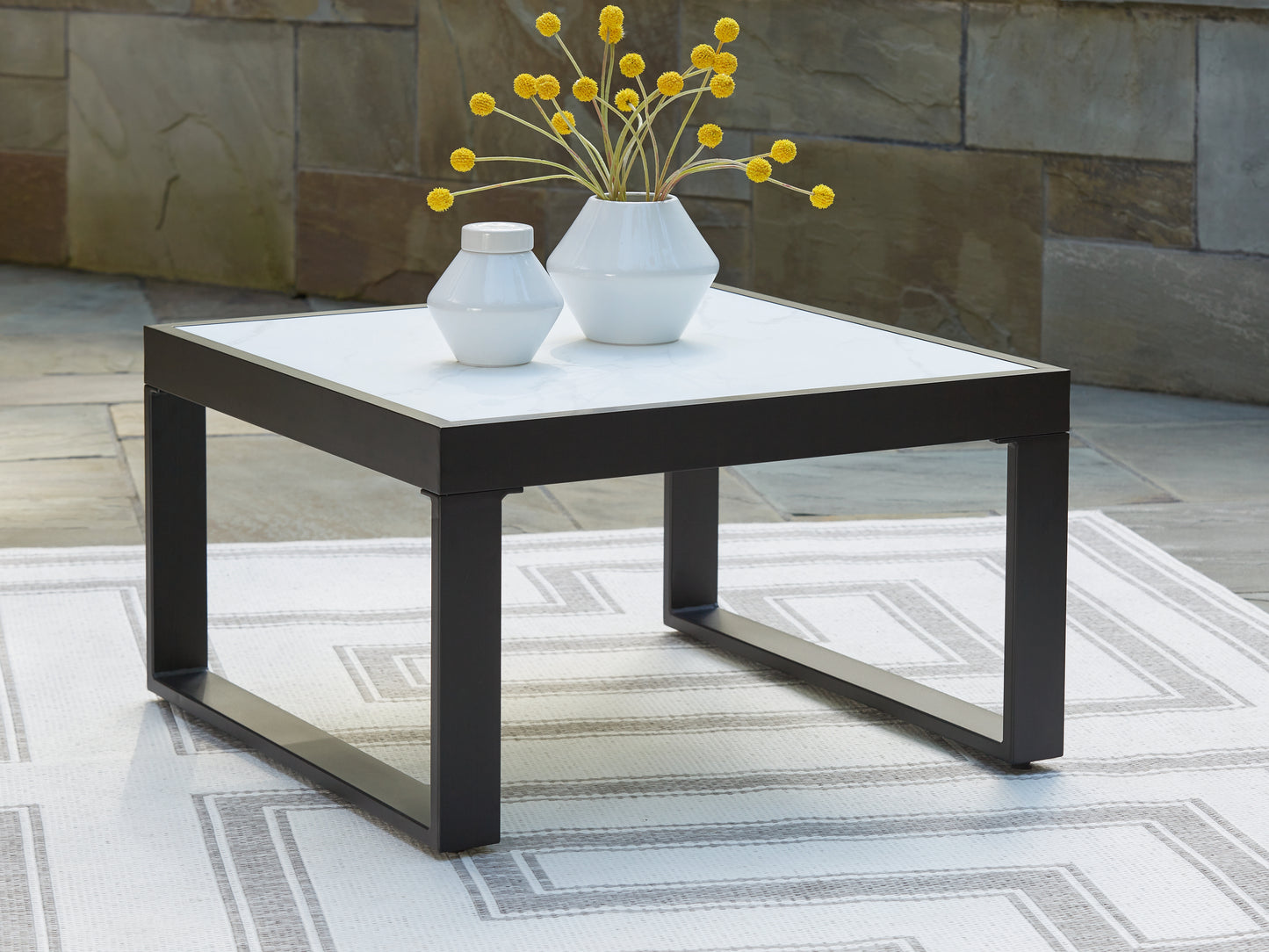 Cassel Furniture Outlet - Ashley Furniture - Beachloft Outdoor - Square Cocktail Table / Black/Gray - P490-708