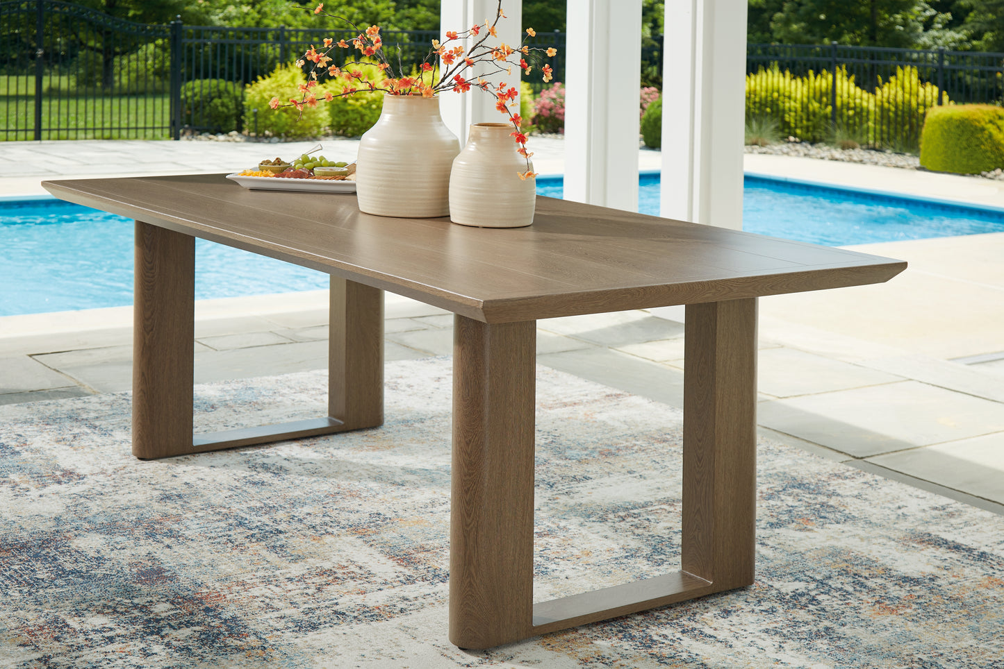 Cassel Furniture Outlet - Ashley Furniture - Serene Bay Outdoor - RECT Dining Table w/UMB OPT / Dark Brown - P671-625