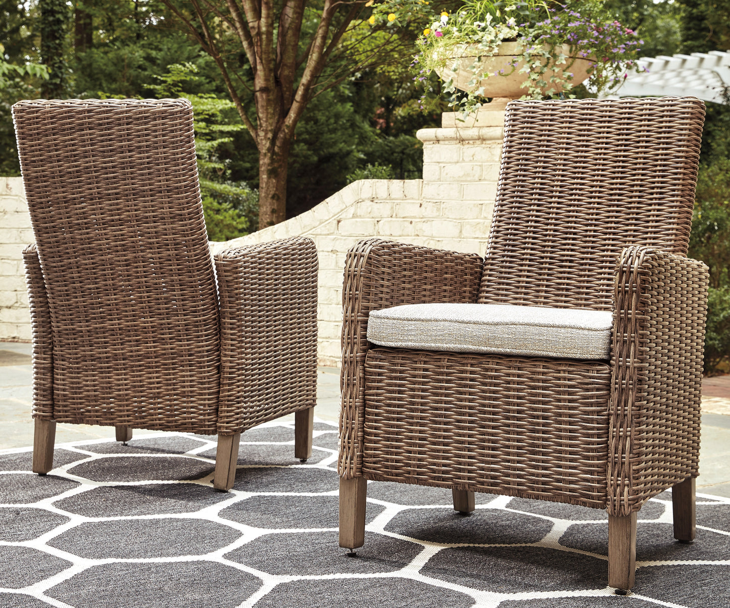 Cassel Furniture Outlet - Ashley Furniture - Beachcroft Outdoor - Arm Chair With Cushion (Set of 2) / Beige - P791-601A