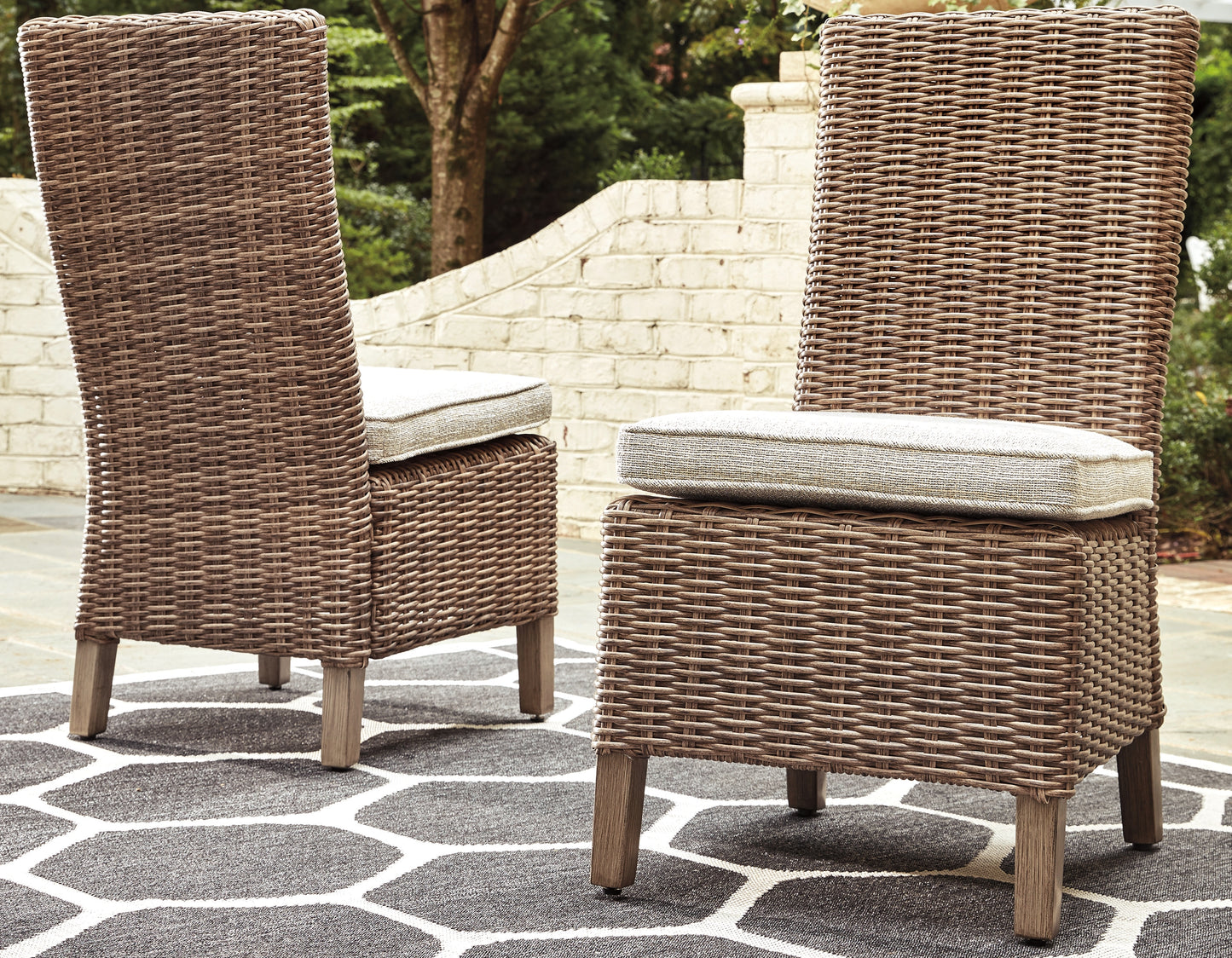 Cassel Furniture Outlet - Ashley Furniture - Beachcroft Outdoor - Side Chair with Cushion (Set of 2) / Beige - P791-601