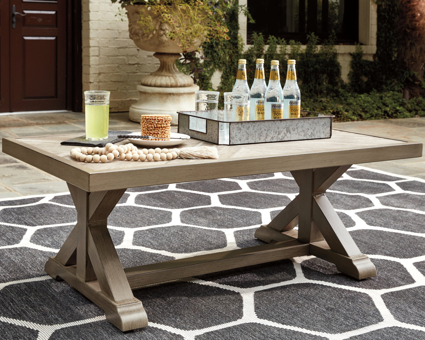 Cassel Furniture Outlet - Ashley Furniture - Beachcroft Outdoor - Rectangular Cocktail Table / Beige - P791-701