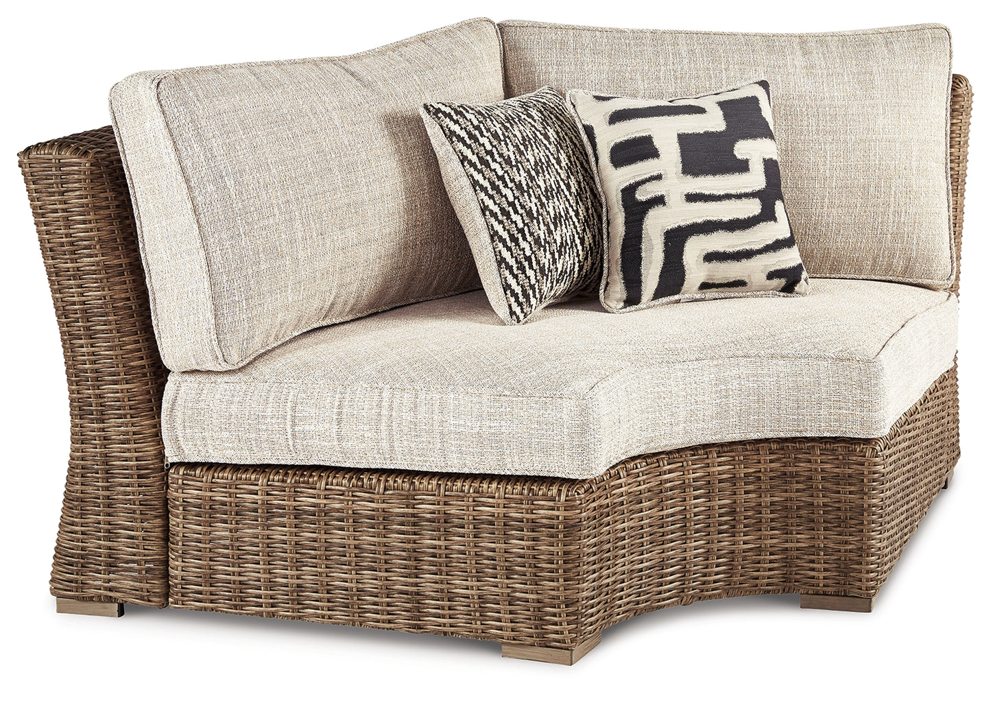Cassel Furniture Outlet - Ashley Furniture - Beachcroft Outdoor - Curved Corner Chair w/Cushion / Beige - P791-851