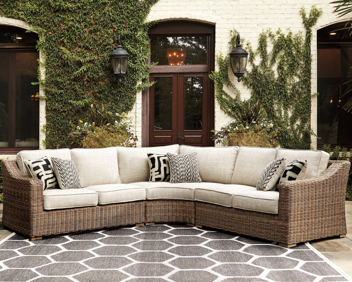Cassel Furniture Outlet - Ashley Furniture - Beachcroft Outdoor - 3-Piece Outdoor Seating Set / Beige - P791P6