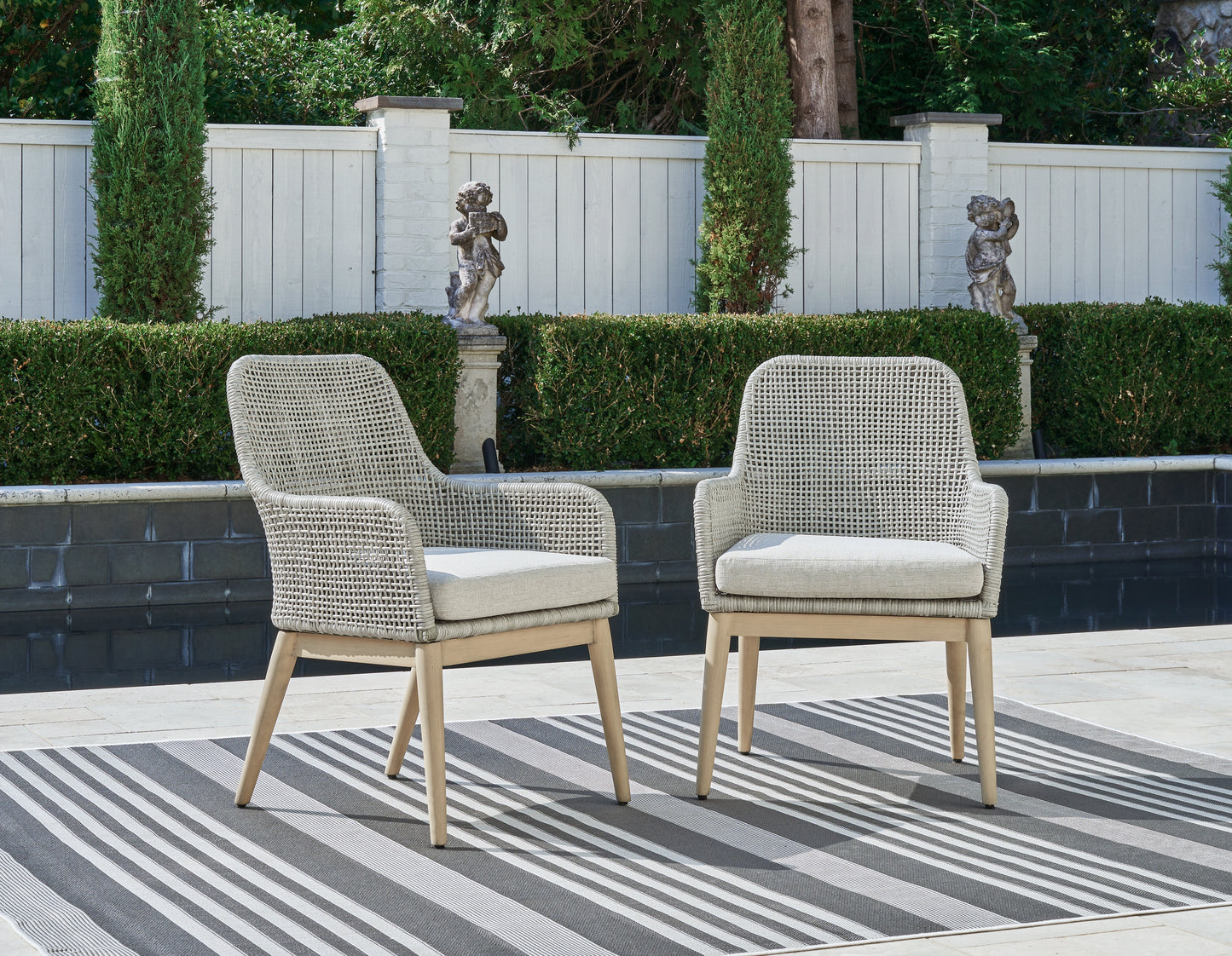 Cassel Furniture Outlet - Ashley Furniture - Seton Creek Outdoor - Arm Chair With Cushion (Set of 2) / Gray - P798-601A