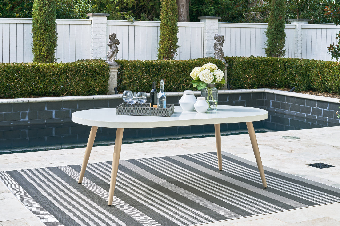 Cassel Furniture Outlet - Ashley Furniture - Seton Creek Outdoor - Oval Dining Table w/UMB OPT / White - P798-625