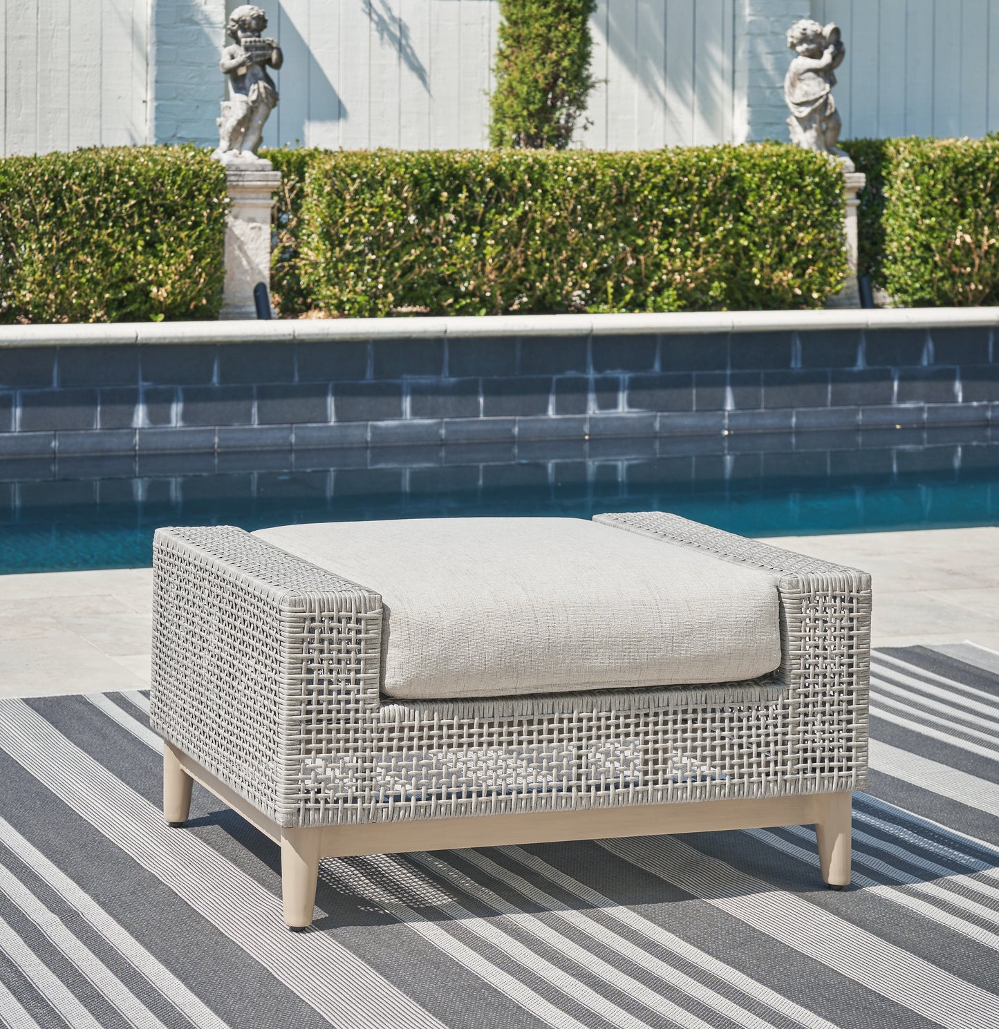 Cassel Furniture Outlet - Ashley Furniture - Seton Creek Outdoor - Ottoman with Cushion / Gray - P798-814