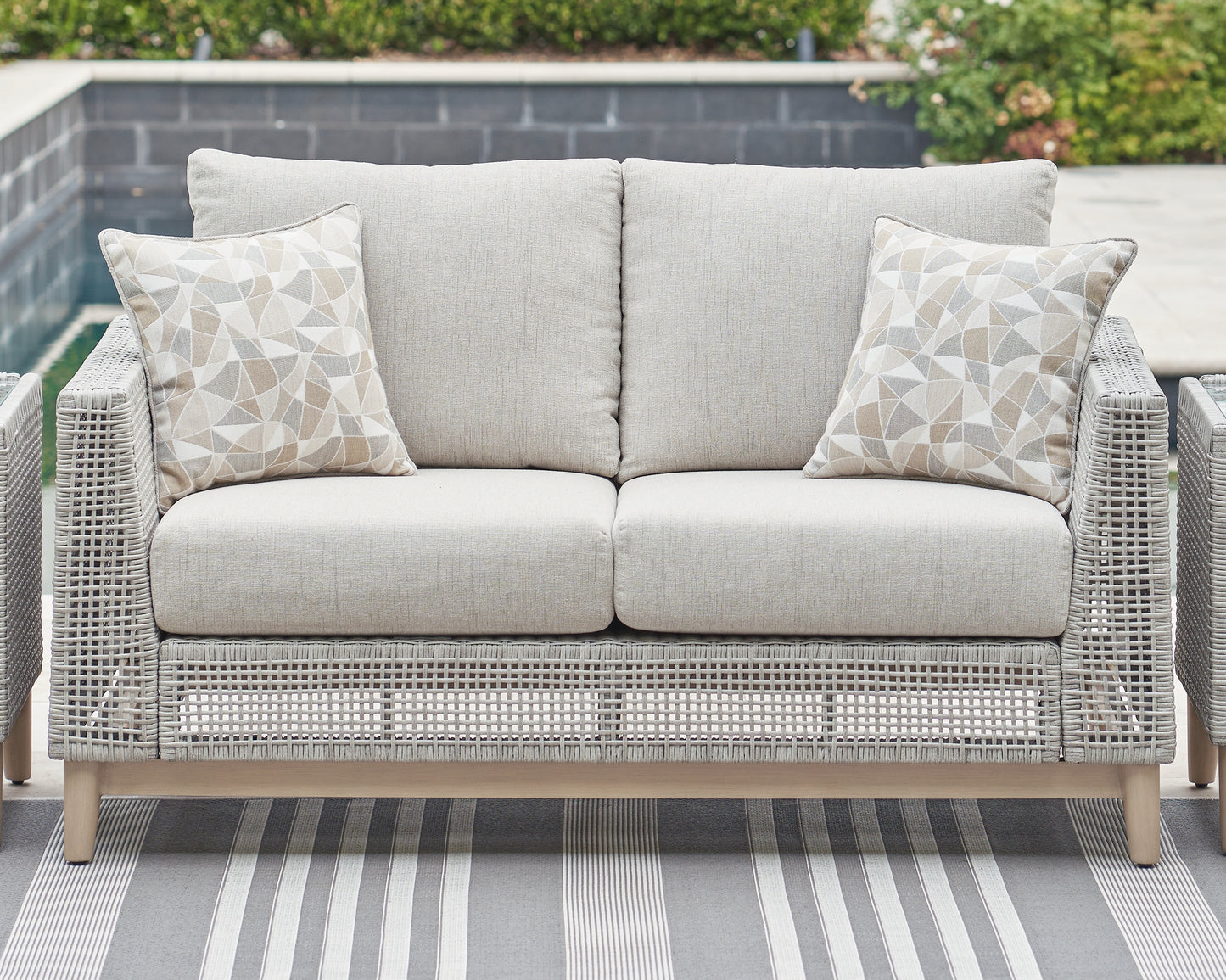 Cassel Furniture Outlet - Ashley Furniture - Seton Creek Outdoor - Loveseat w/Cushion / Gray - P798-835
