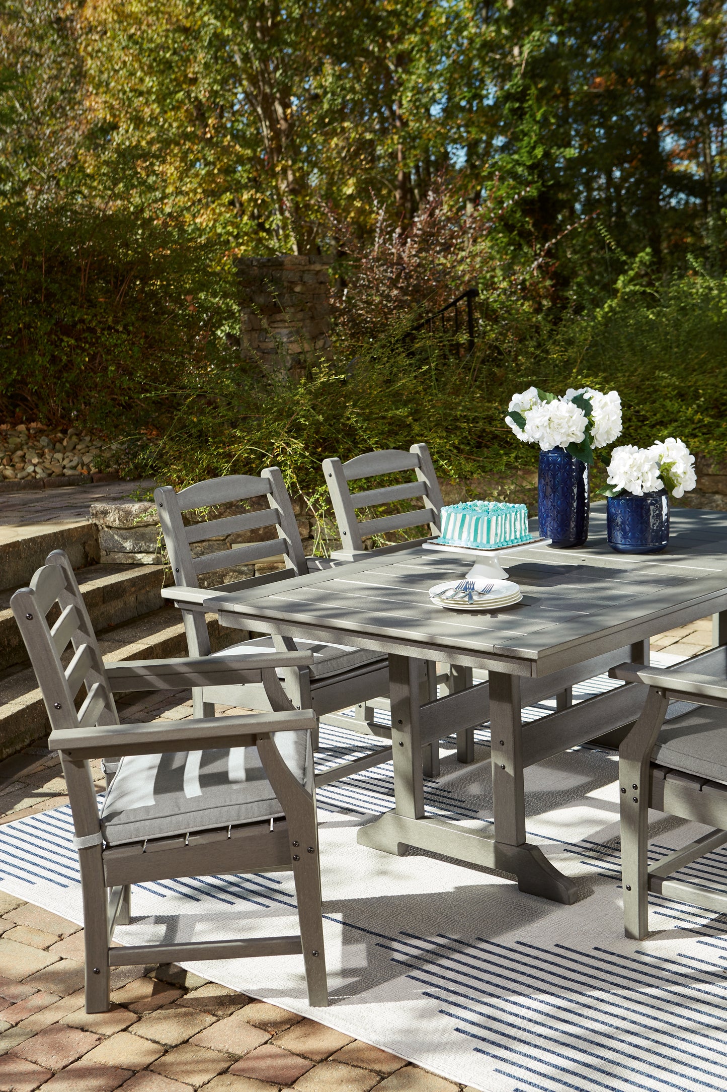 Cassel Furniture Outlet - Ashley Furniture - Visola Outdoor - RECT Dining Table w/UMB OPT / Gray - P802-625