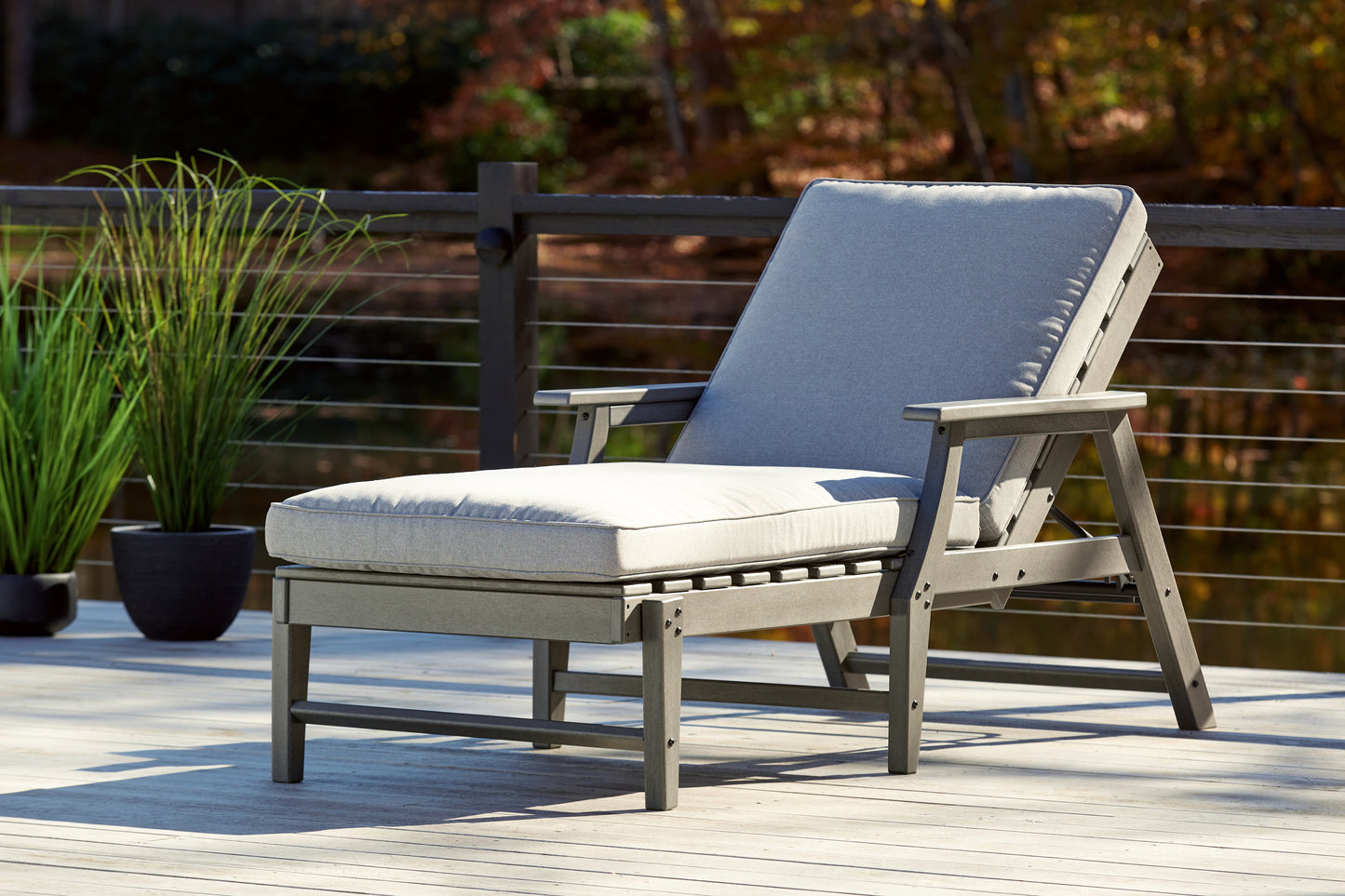 Cassel Furniture Outlet - Ashley Furniture - Visola Outdoor - Chaise Lounge with Cushion / Gray - P802-815