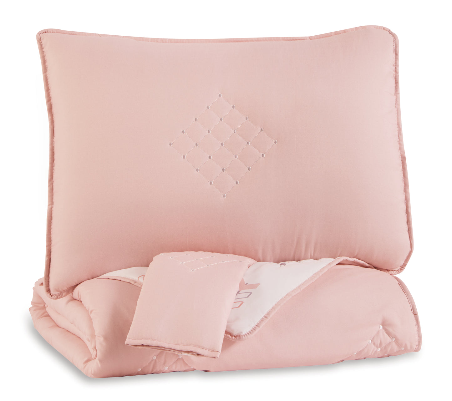 Cassel Furniture Outlet - Ashley Furniture - Lexann Full Comforter Set - Full Comforter Set / Pink/White/Gray - Q901003F