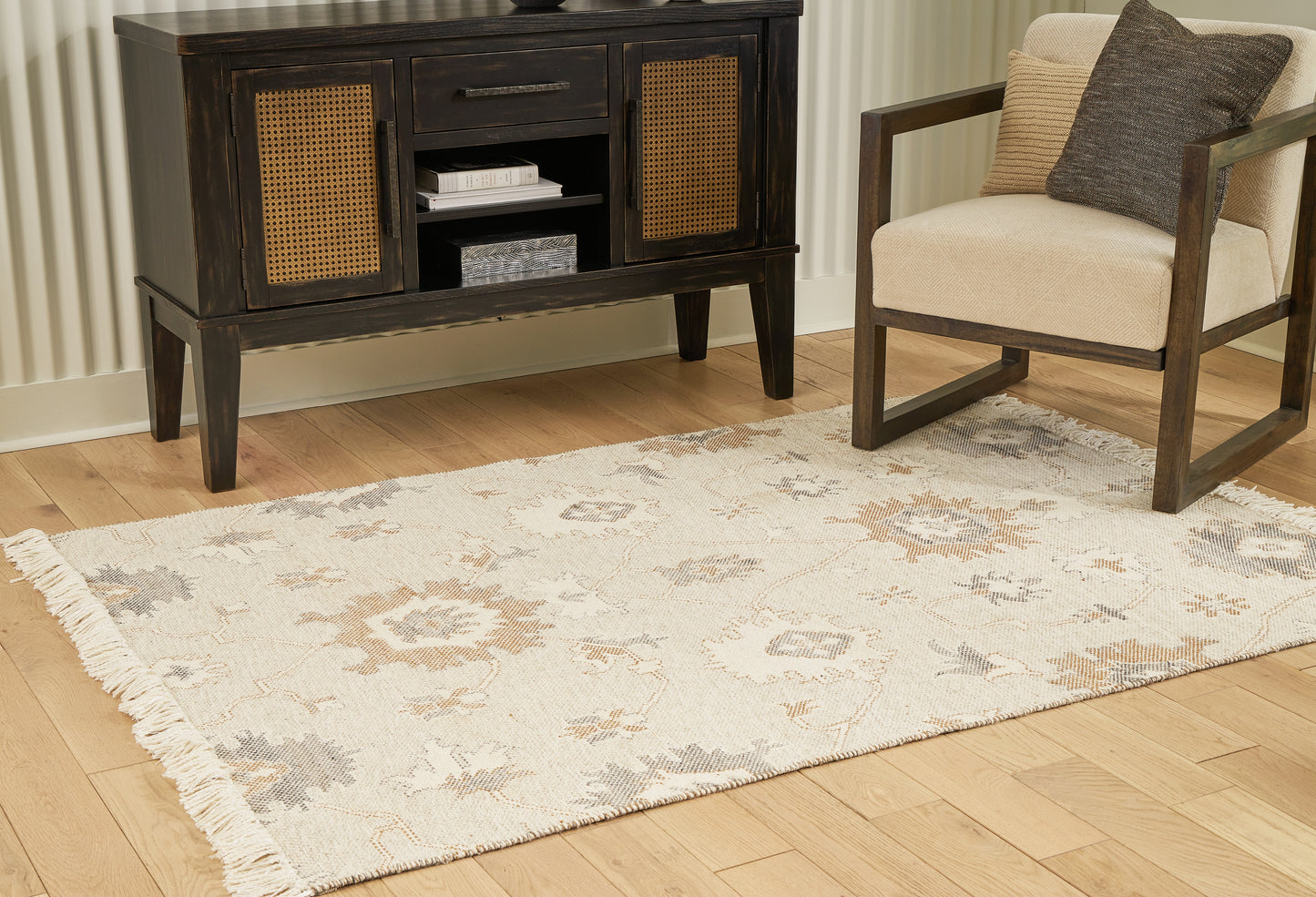 Cassel Furniture Outlet - Ashley Furniture - Calkin Rug - 5' x 7' Rug / Linen/Gray/Caramel - R406392