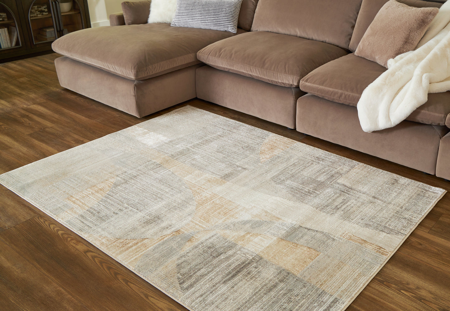 Cassel Furniture Outlet - Ashley Furniture - Truward Rug - 5' x 7' Rug / Linen/Gray/Caramel - R406472