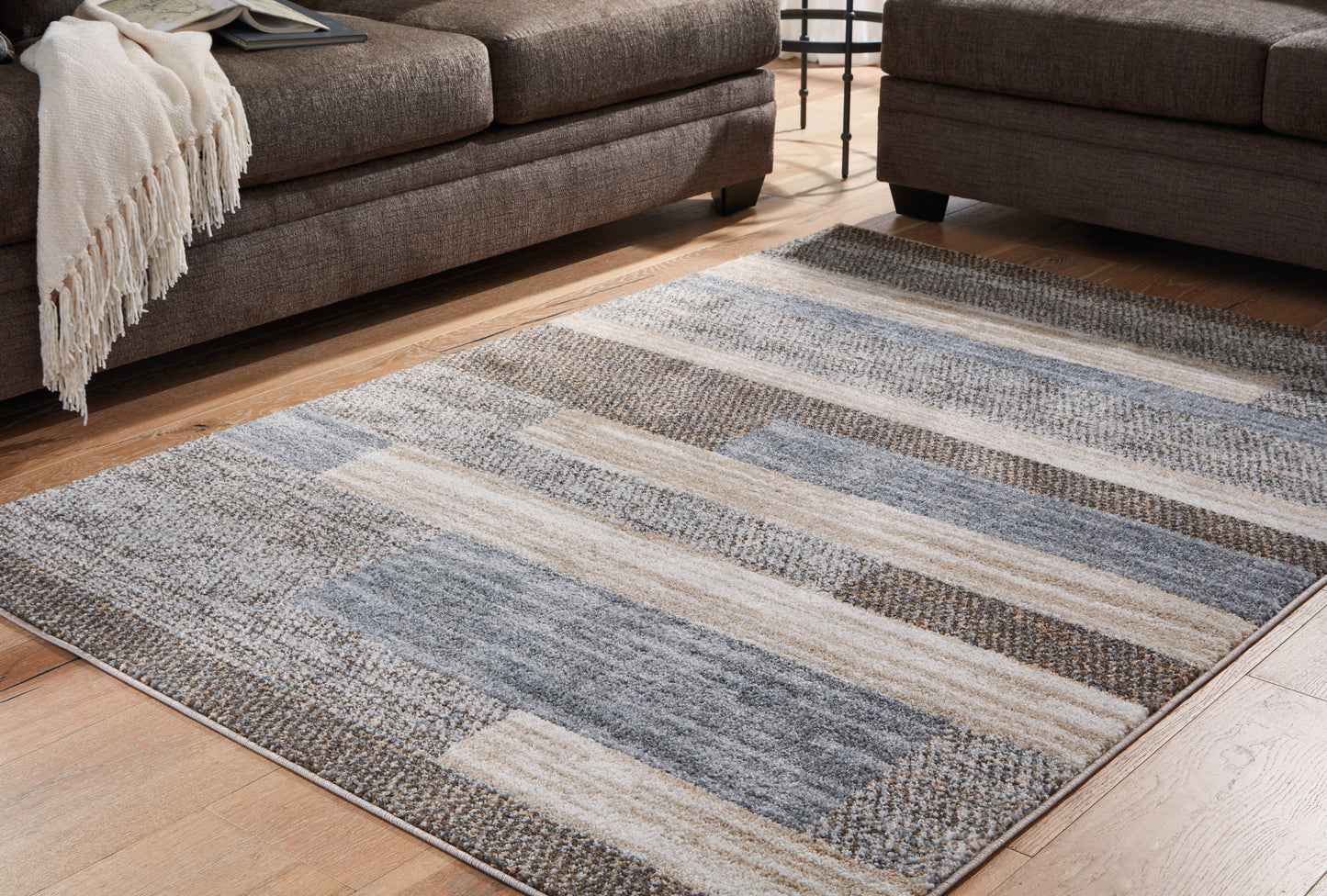Cassel Furniture Outlet - Ashley Furniture - Sethburn Rug - 8' x 10' Rug / Cream/Brown/Gray - R406591