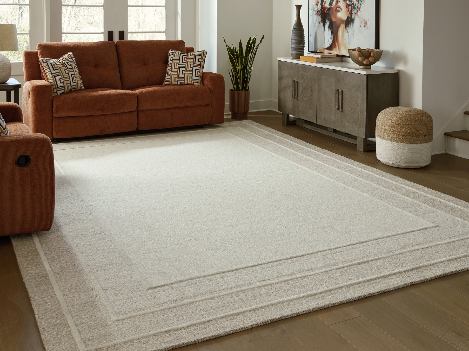 Cassel Furniture Outlet - Ashley Furniture - Teelgan Rug - Extra Large Rug / Ivory/Tan - R407310