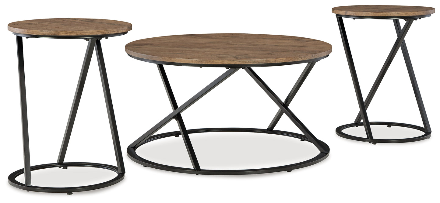 Cassel Furniture Outlet - Ashley Furniture - Cassbryn Table (Set of 3) - Occasional Table Set (3/CN) / Brown/Black - T152-13