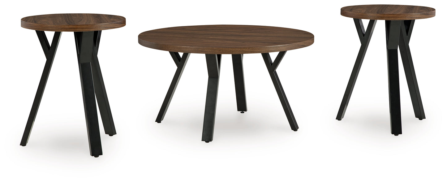 Cassel Furniture Outlet - Ashley Furniture - Elbrynn Table (Set of 3) - Occasional Table Set (3/CN) / Brown/Black - T153-13