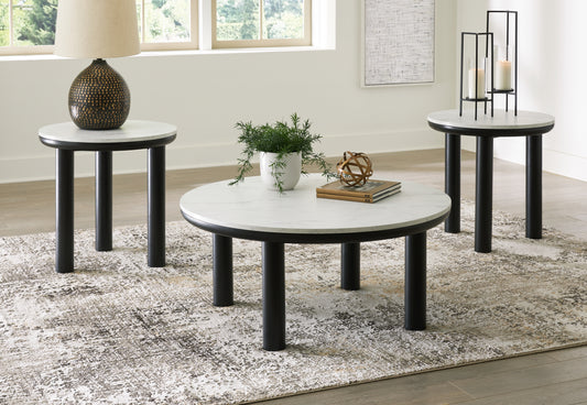 Cassel Furniture Outlet - Ashley Furniture - Xandrum Table (Set of 3) - Occasional Table Set (3/CN) / Black/White - T159-13