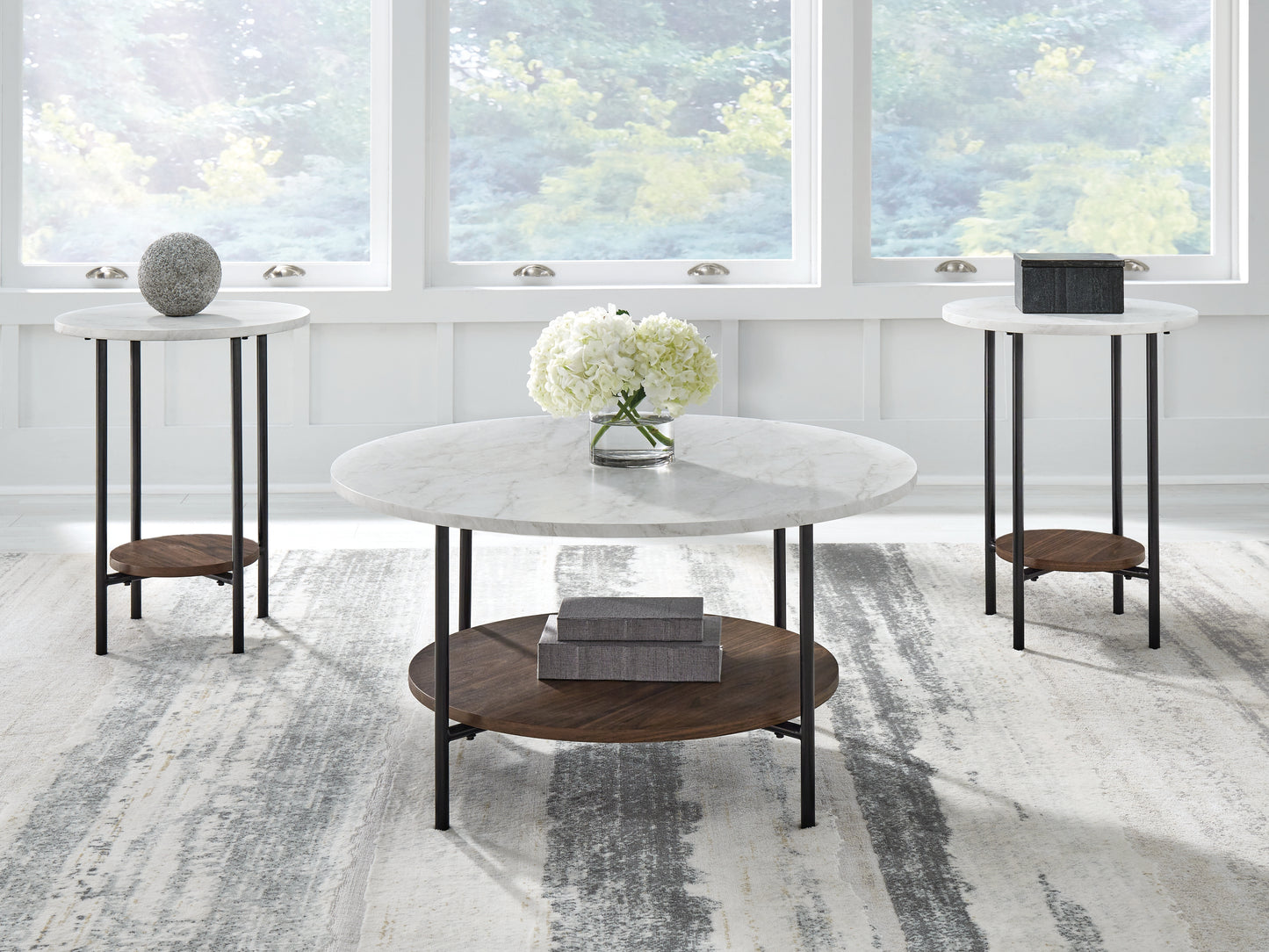 Cassel Furniture Outlet - Ashley Furniture - Wrenwich Table (Set of 3) - Occasional Table Set (3/CN) / Brown/Black/White - T167-13