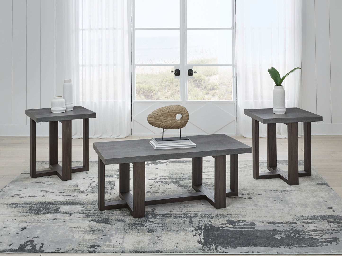 Cassel Furniture Outlet - Ashley Furniture - Dynnford Table (Set of 3) - Occasional Table Set (3/CN) / Gray/Brown - T216-13