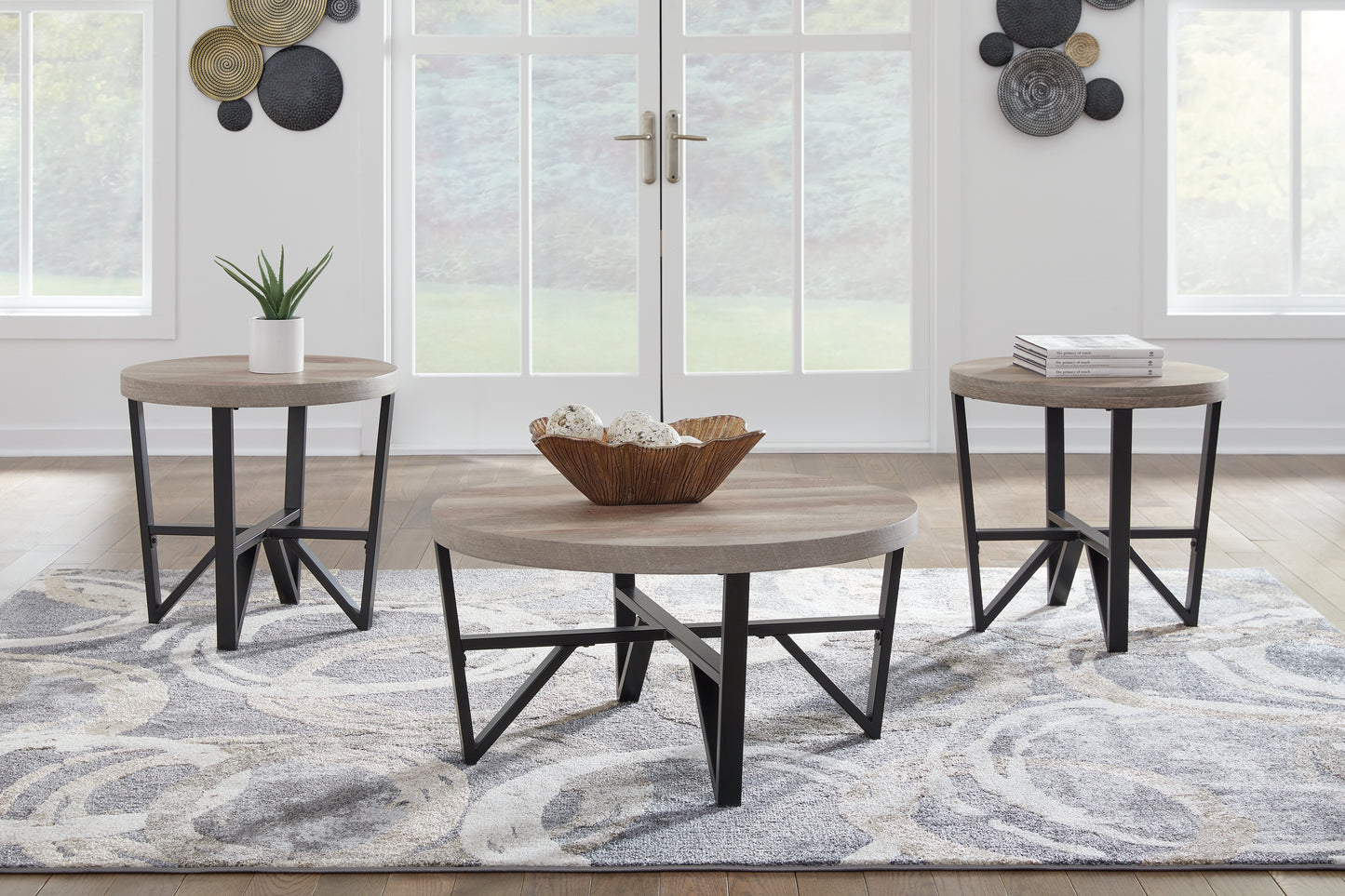 Cassel Furniture Outlet - Ashley Furniture - Deanlee Table (Set of 3) - Occasional Table Set (3/CN) / Grayish Brown/Black - T235-13