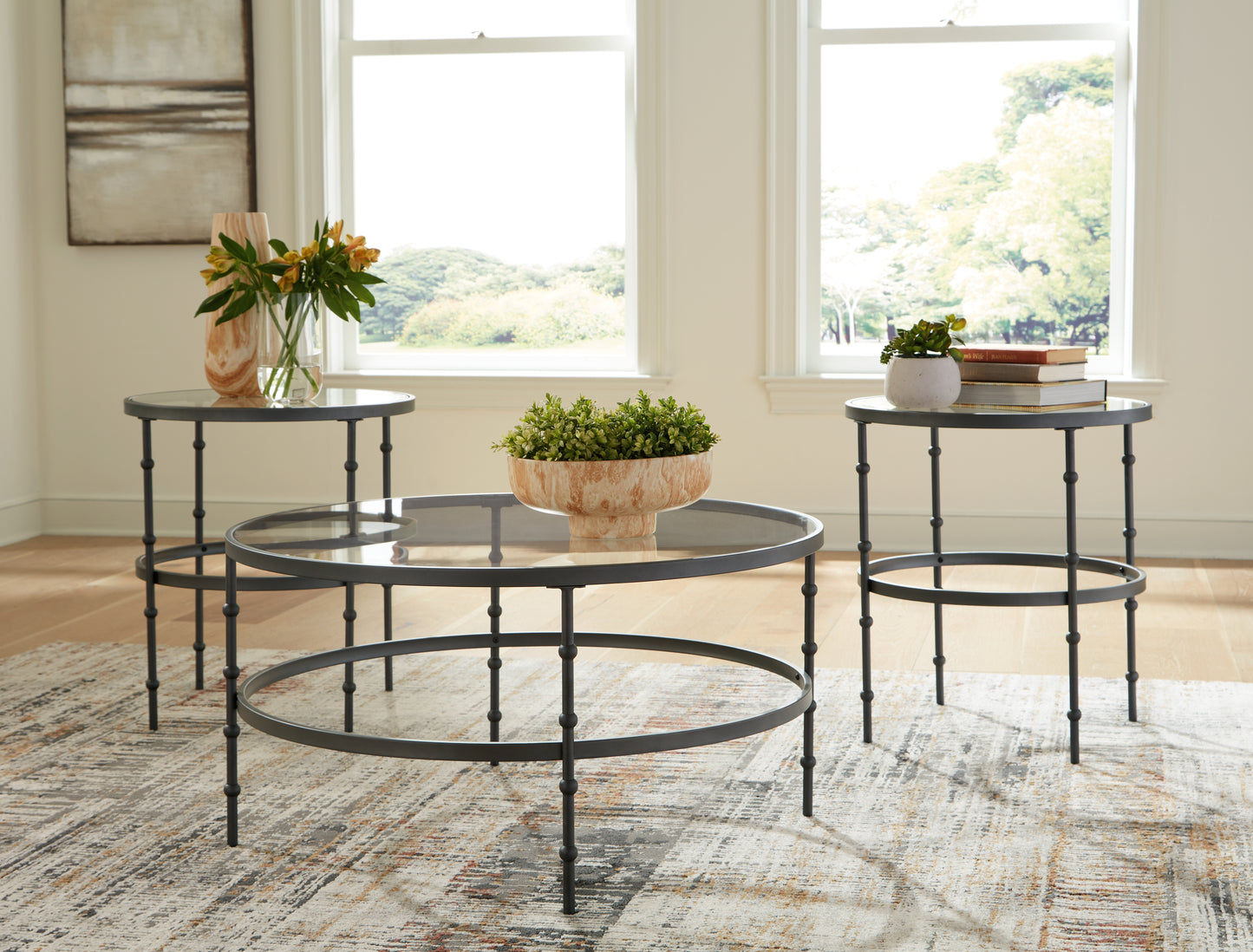 Cassel Furniture Outlet - Ashley Furniture - Kellyco Table (Set of 3) - Occasional Table Set (3/CN) / Gunmetal - T246-13