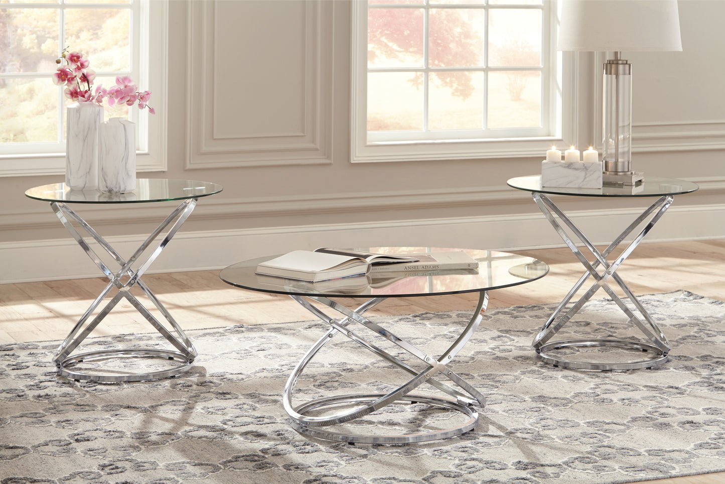 Cassel Furniture Outlet - Ashley Furniture - Hollynyx Table (Set of 3) - Occasional Table Set (3/CN) / Chrome Finish - T270-13