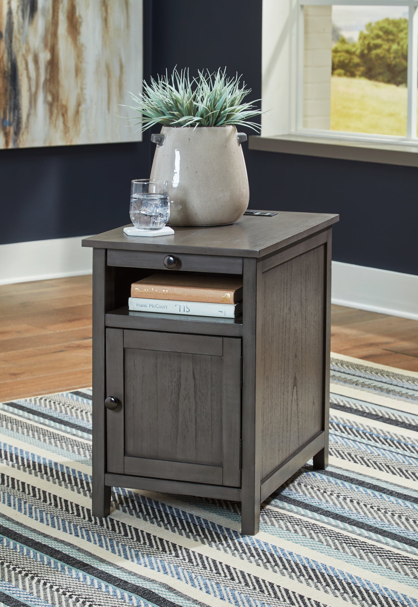 Cassel Furniture Outlet - Ashley Furniture - Treytown Chairside End Table - Chair Side End Table / Gray - T300-317
