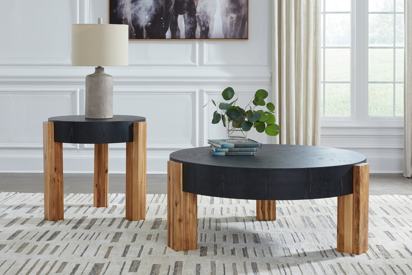 Cassel Furniture Outlet - Ashley Furniture - Breenmore Table (Set of 2) - Occasional Table Set (Set of 2) / Black/Natural - T322-12
