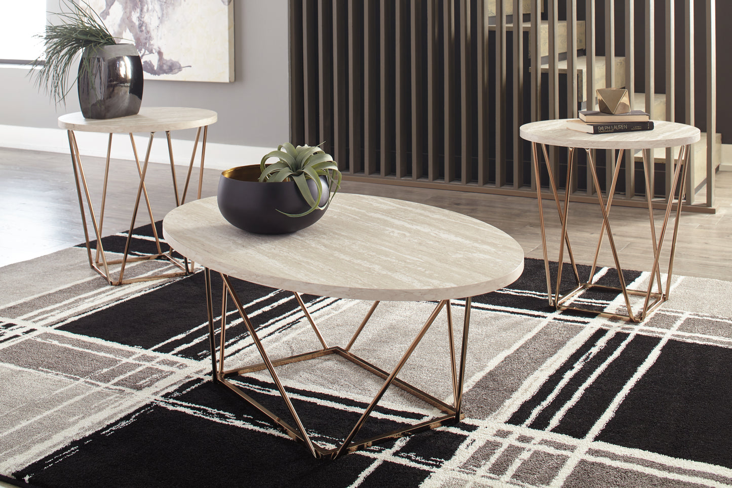 Cassel Furniture Outlet - Ashley Furniture - Tarica Table (Set of 3) - Occasional Table Set (3/CN) / Two-tone - T385-13