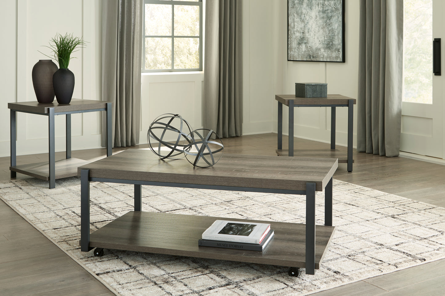 Cassel Furniture Outlet - Ashley Furniture - Wilmaden Table (Set of 3) - Occasional Table Set (3/CN) / Gray/Black - T393-13