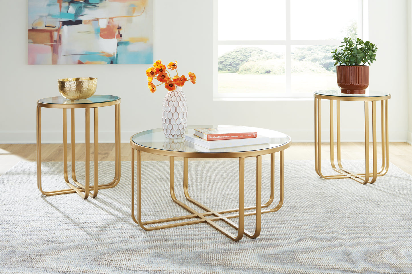 Cassel Furniture Outlet - Ashley Furniture - Milloton Table (Set of 3) - Occasional Table Set (3/CN) / Gold - T398-13