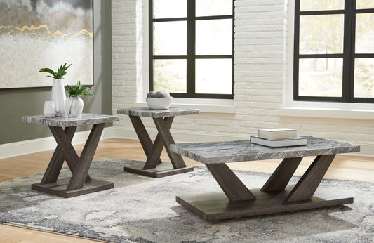 Cassel Furniture Outlet - Ashley Furniture - Bensonale Table (Set of 3) - Occasional Table Set (3/CN) / Brown/Gray - T400-13