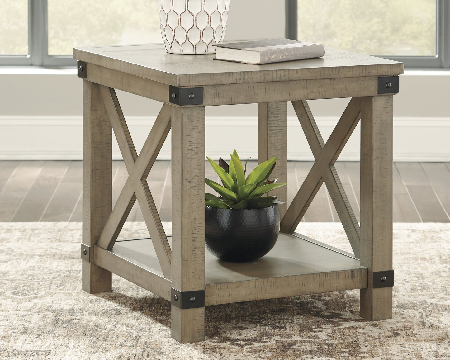Cassel Furniture Outlet - Ashley Furniture - Aldwin End Table - Rectangular End Table / Gray - T457-3