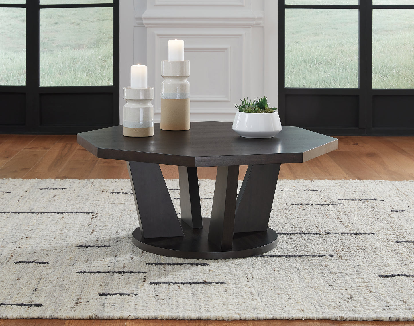 Cassel Furniture Outlet - Ashley Furniture - Chasinfield Coffee Table - Octagon Cocktail Table / Dark Brown - T458-8
