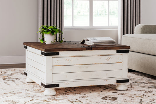 Cassel Furniture Outlet - Ashley Furniture - Wystfield Coffee Table - Cocktail Table with Storage / White/Brown - T459-20