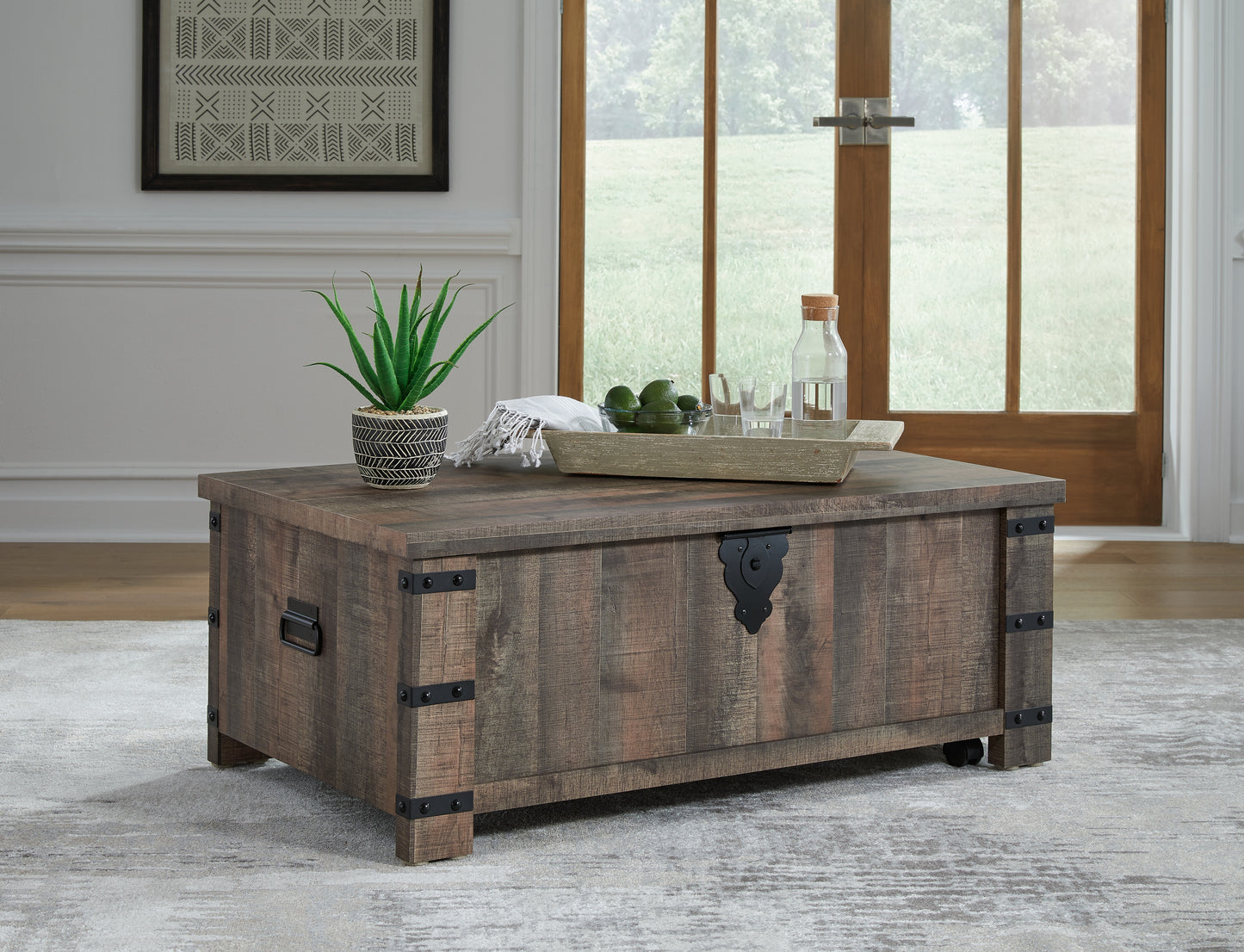 Cassel Furniture Outlet - Ashley Furniture - Hollum Lift-Top Coffee Table - Lift Top Cocktail Table / Rustic Brown - T466-9