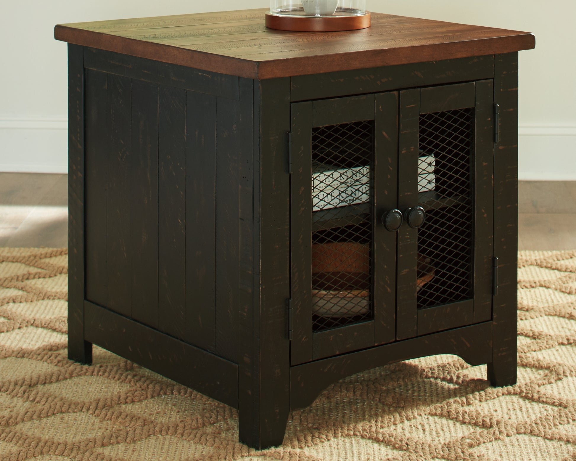 Cassel Furniture Outlet - Ashley Furniture - Valebeck End Table - Rectangular End Table / Black/Brown - T468-3