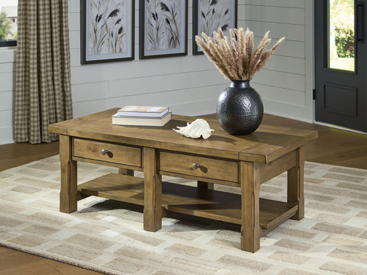 Cassel Furniture Outlet - Ashley Furniture - Vandenmore Coffee Table - Rectangular Cocktail Table / Medium Brown - T539-1