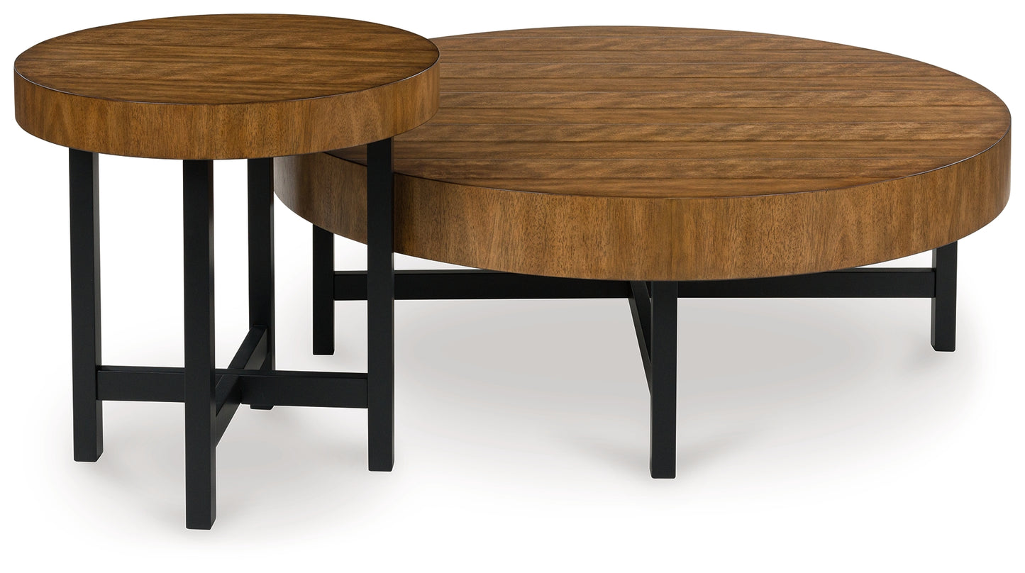 Cassel Furniture Outlet - Ashley Furniture - Steenlage Table (Set of 2) - Occasional Table Set (Set of 2) / Brown/Black - T575-12