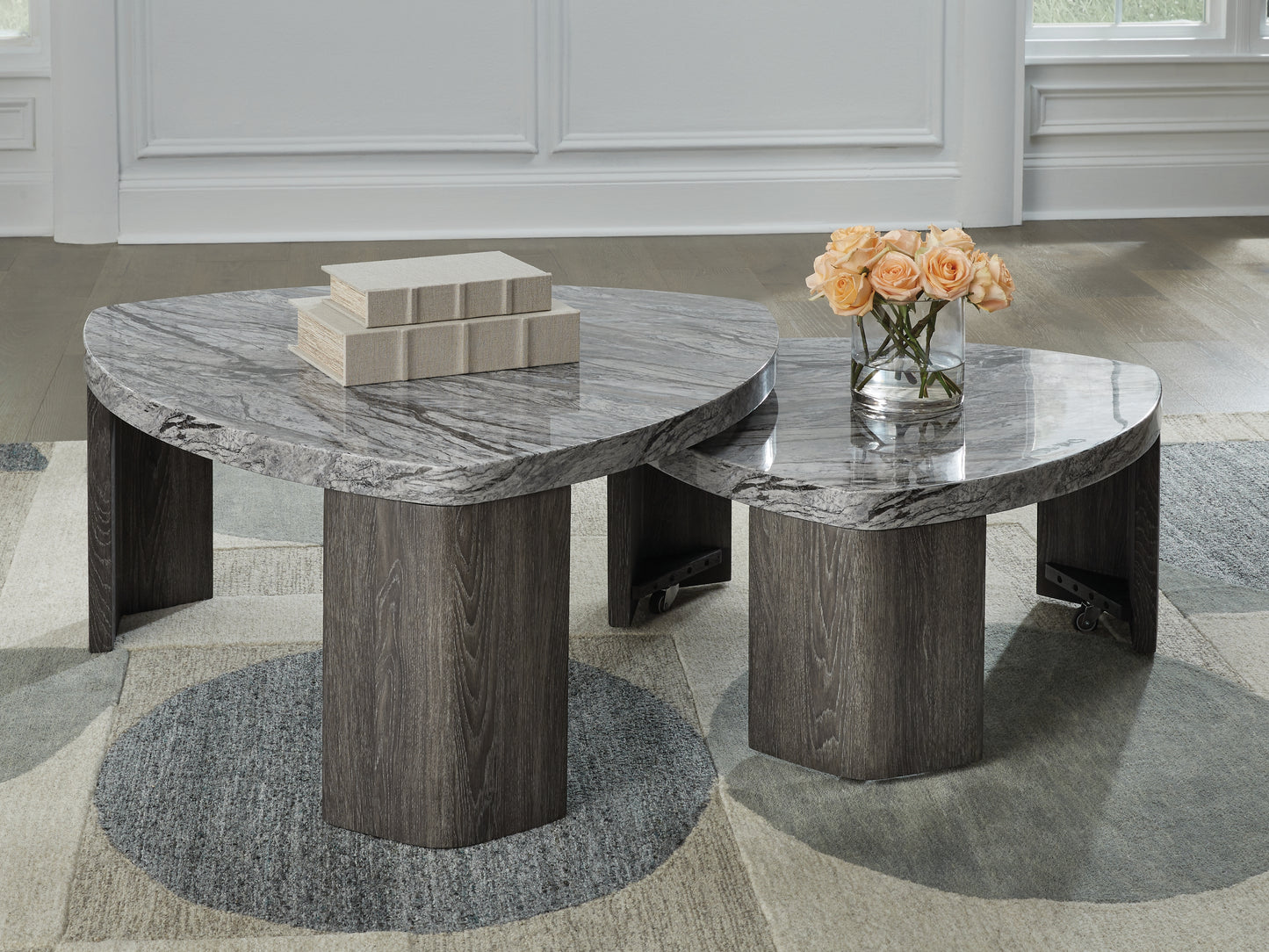 Cassel Furniture Outlet - Ashley Furniture - Surmour Stacked Coffee Table - Stacked Cocktail Table / Gray/Brown - T600-0