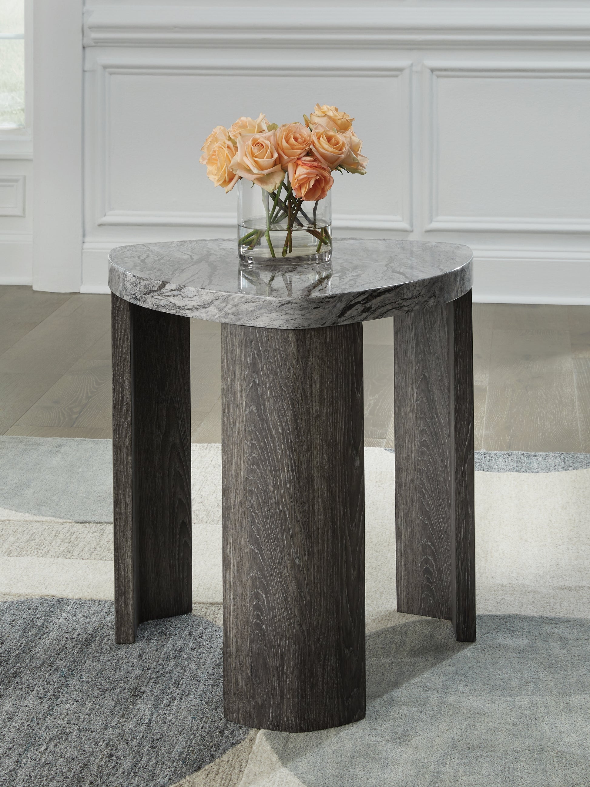 Cassel Furniture Outlet - Ashley Furniture - Surmour End Table - Triangle End Table / Gray/Brown - T600-6