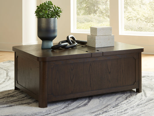 Cassel Furniture Outlet - Ashley Furniture - Breckington Coffee Table With Storage - Cocktail Table with Storage / Dark Brown - T678-20