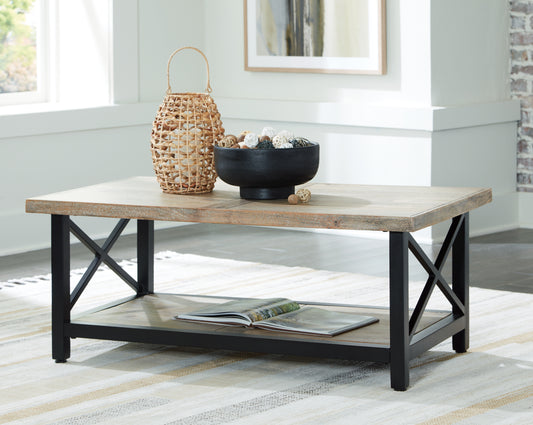 Cassel Furniture Outlet - Ashley Furniture - Bristenfort Coffee Table - Rectangular Cocktail Table / Brown/Black - T685-1